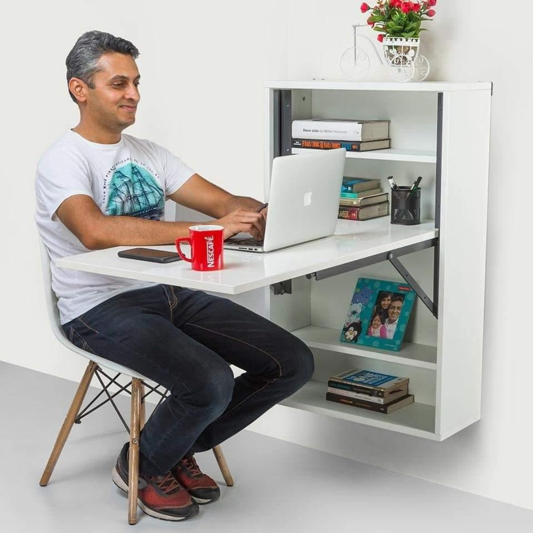 Wall-Mounted Slideup Table with Storage