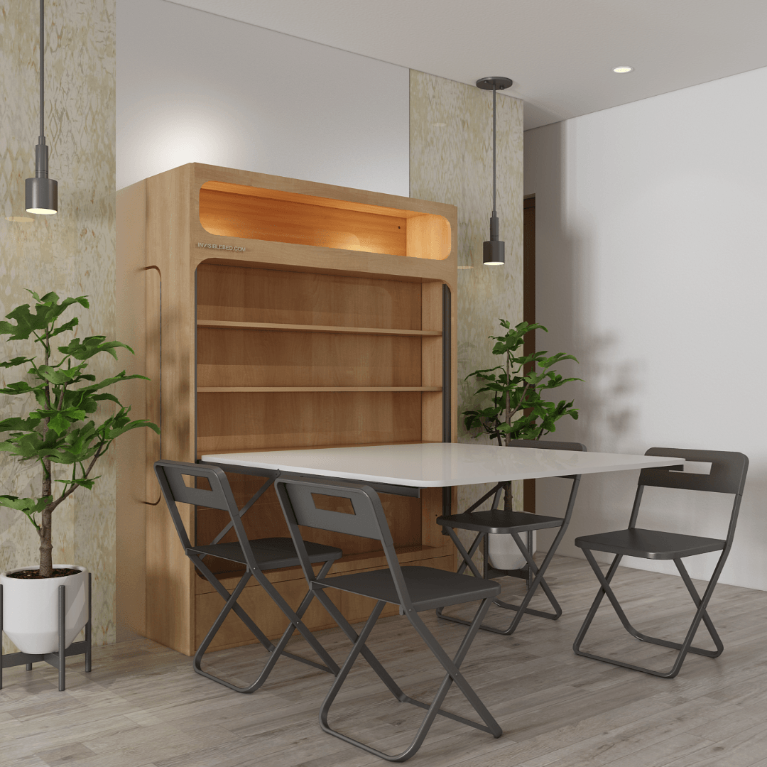 Wall mounted dining discount table with chairs