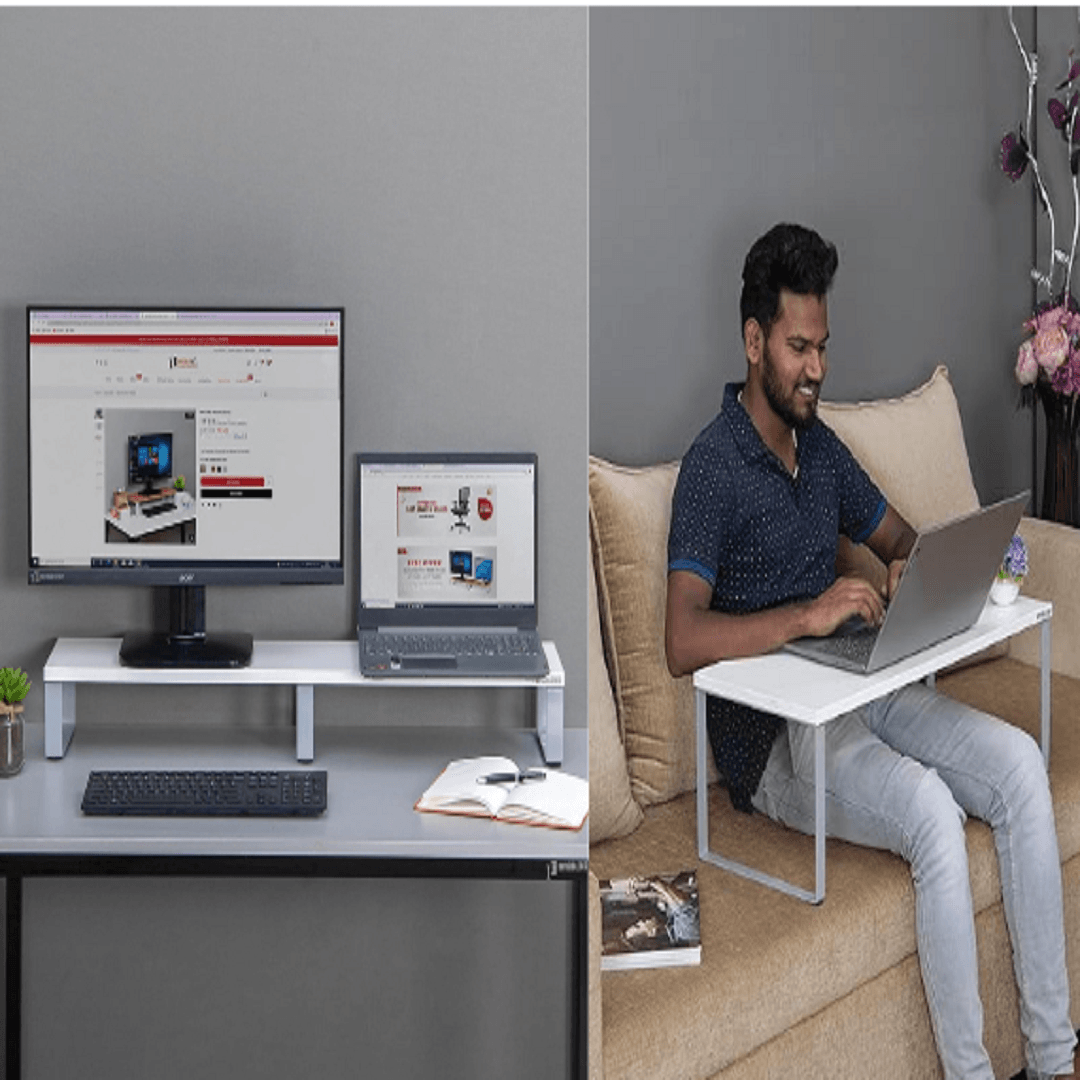 Dual Monitor Riser Stand with Aries Lapdesk - InvisibleBed.com