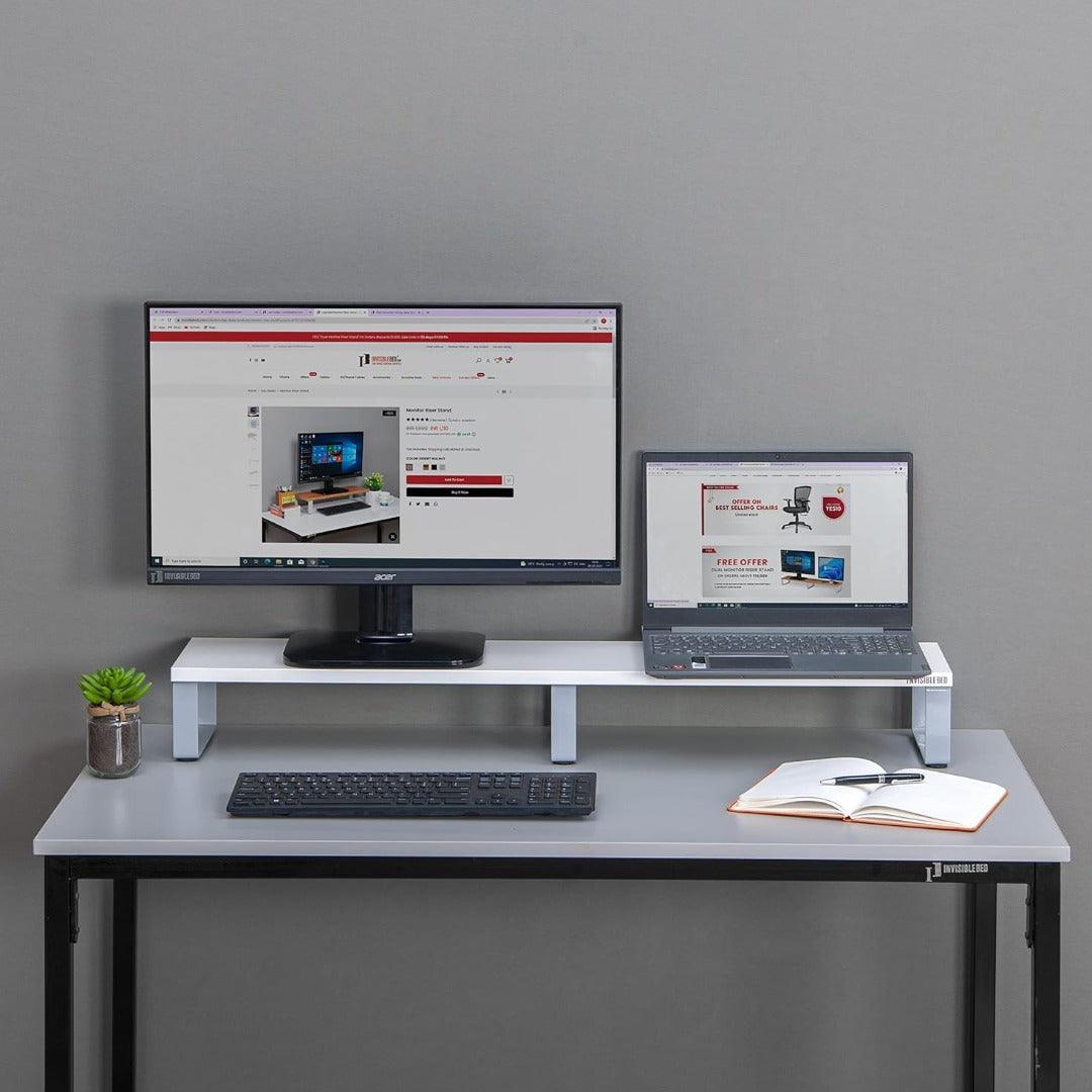 Dual Monitor Riser Stand with Aries Lapdesk – InvisibleBed.com
