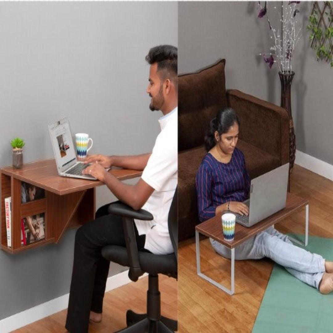 Wall Mounted iDesk with Ledge & Storage with Aries Lapdesk - InvisibleBed.com