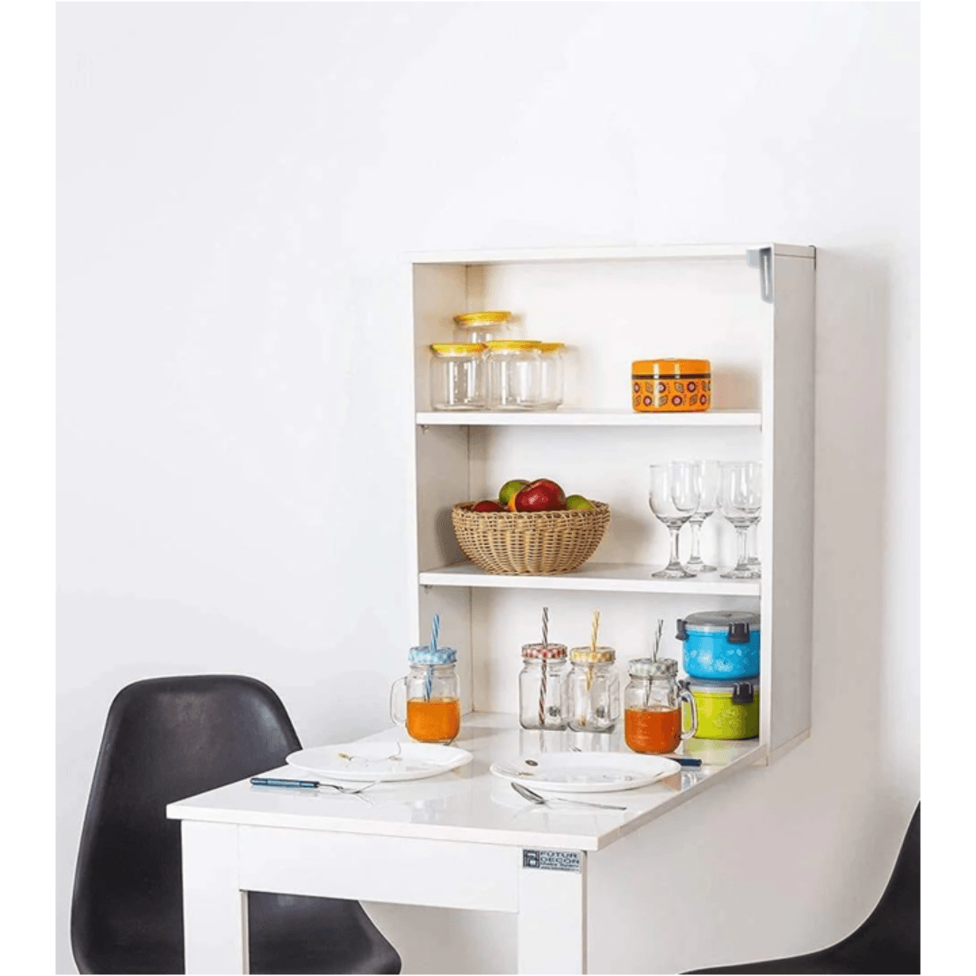 Wall Mounted Table with Storage