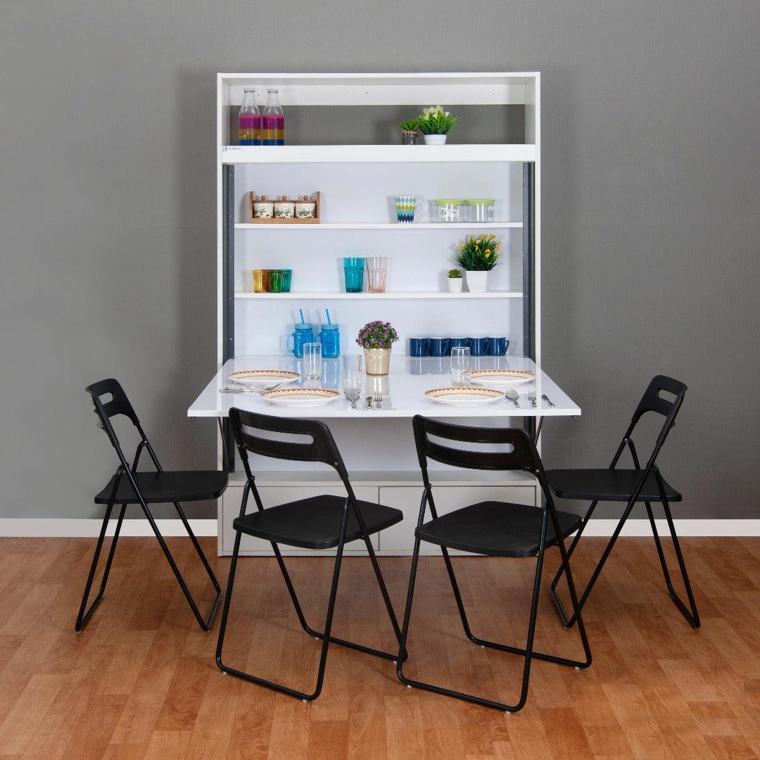 Aquarius Dining Table with Storage and 4 Chairs Free