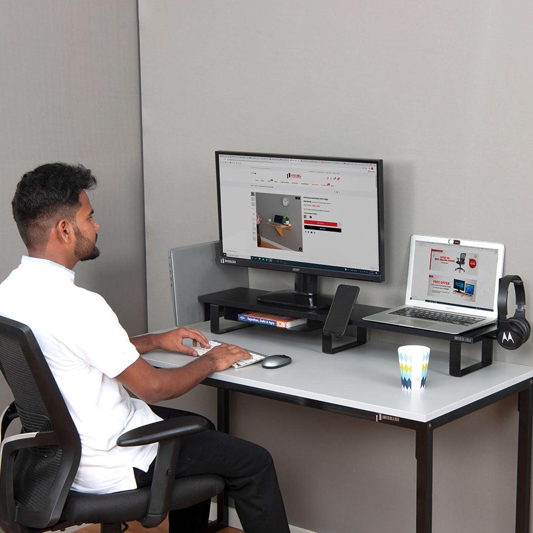 Dual Monitor Riser Stand With Accessories – InvisibleBed.com
