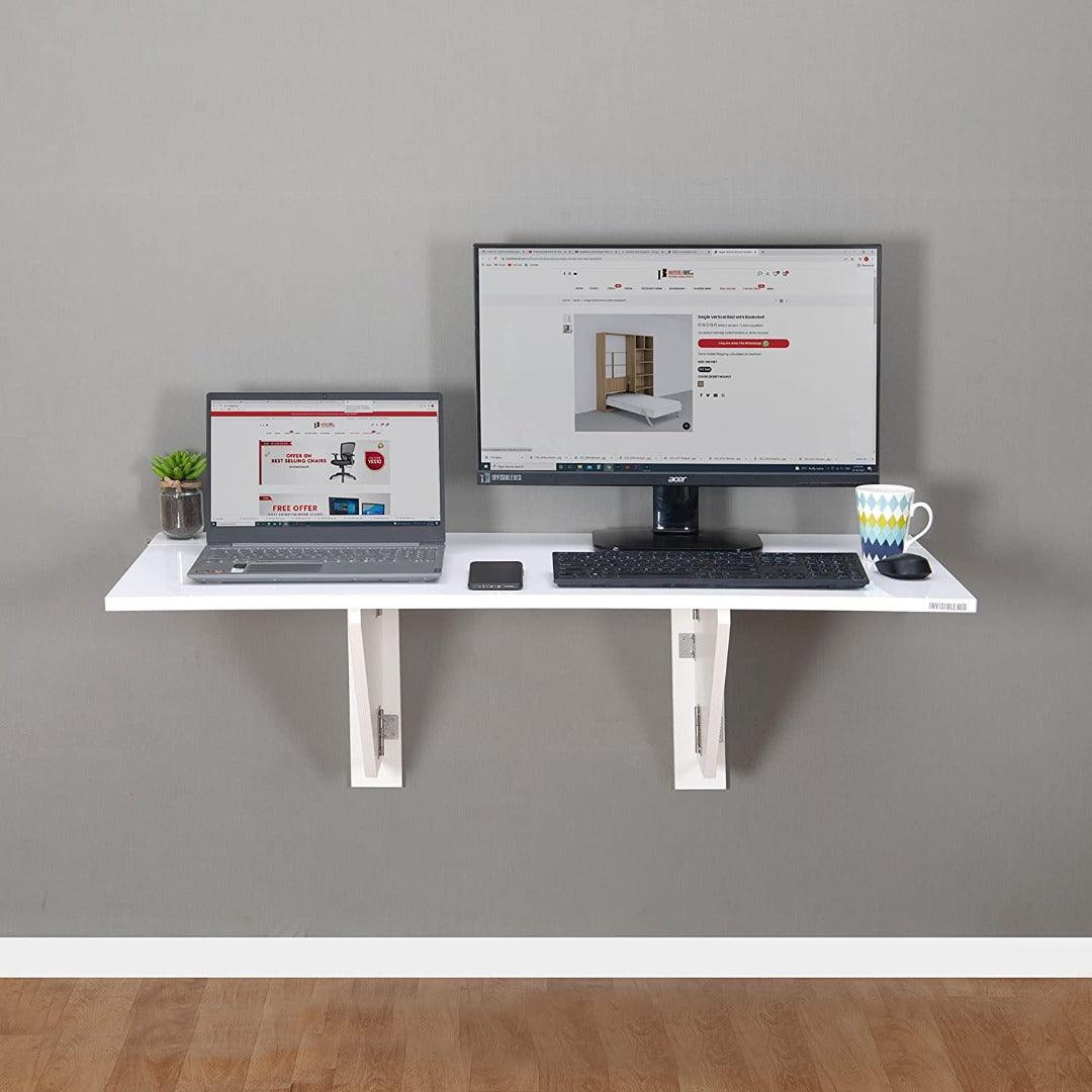 Idesk Table Large Wall Mounted iDesk with Ledge – InvisibleBed.com
