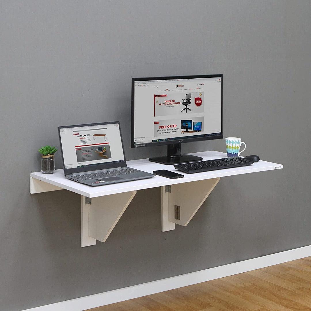 Idesk Table Large Wall Mounted iDesk with Ledge – InvisibleBed.com