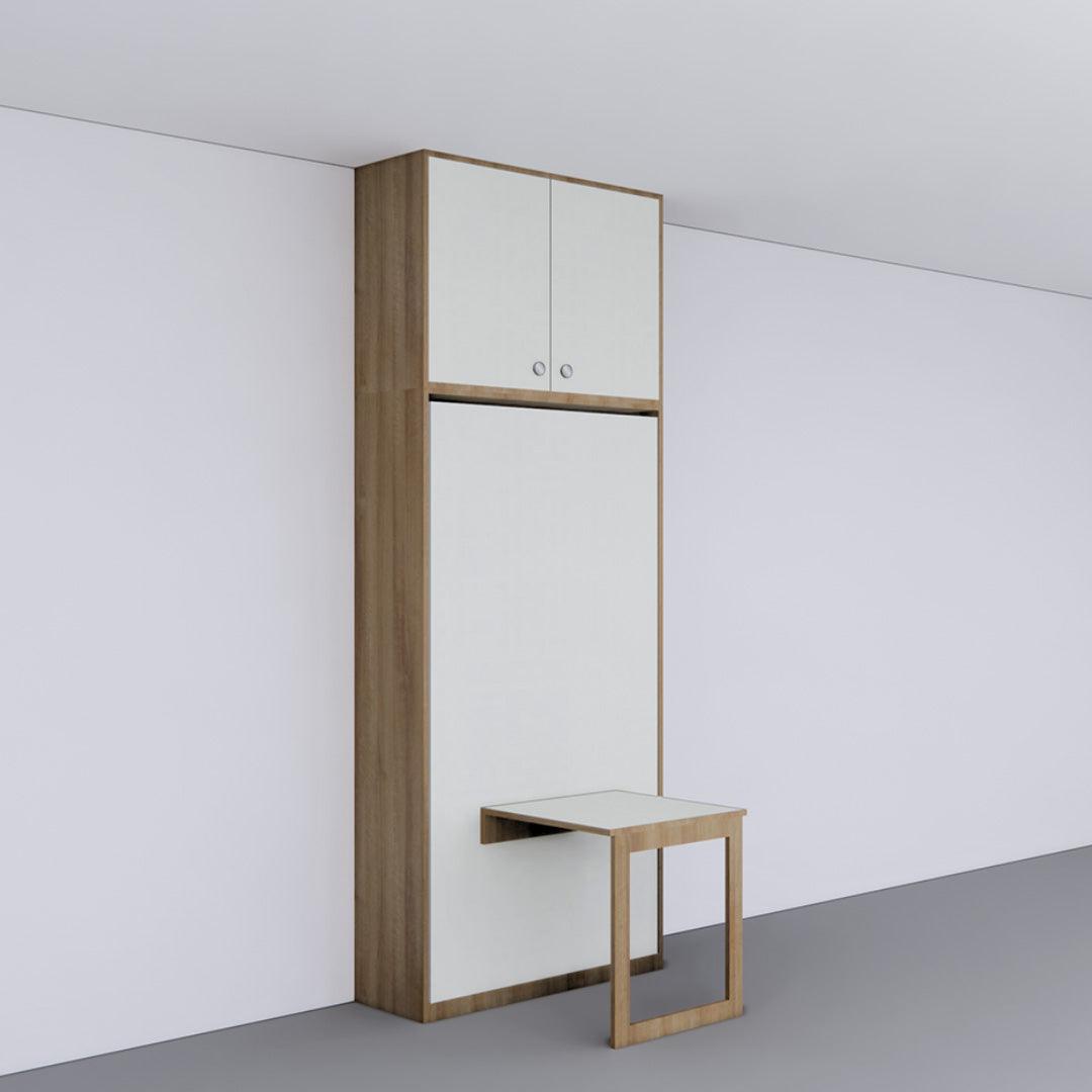 Single Vertical Bed with Loft and Foldable iTable