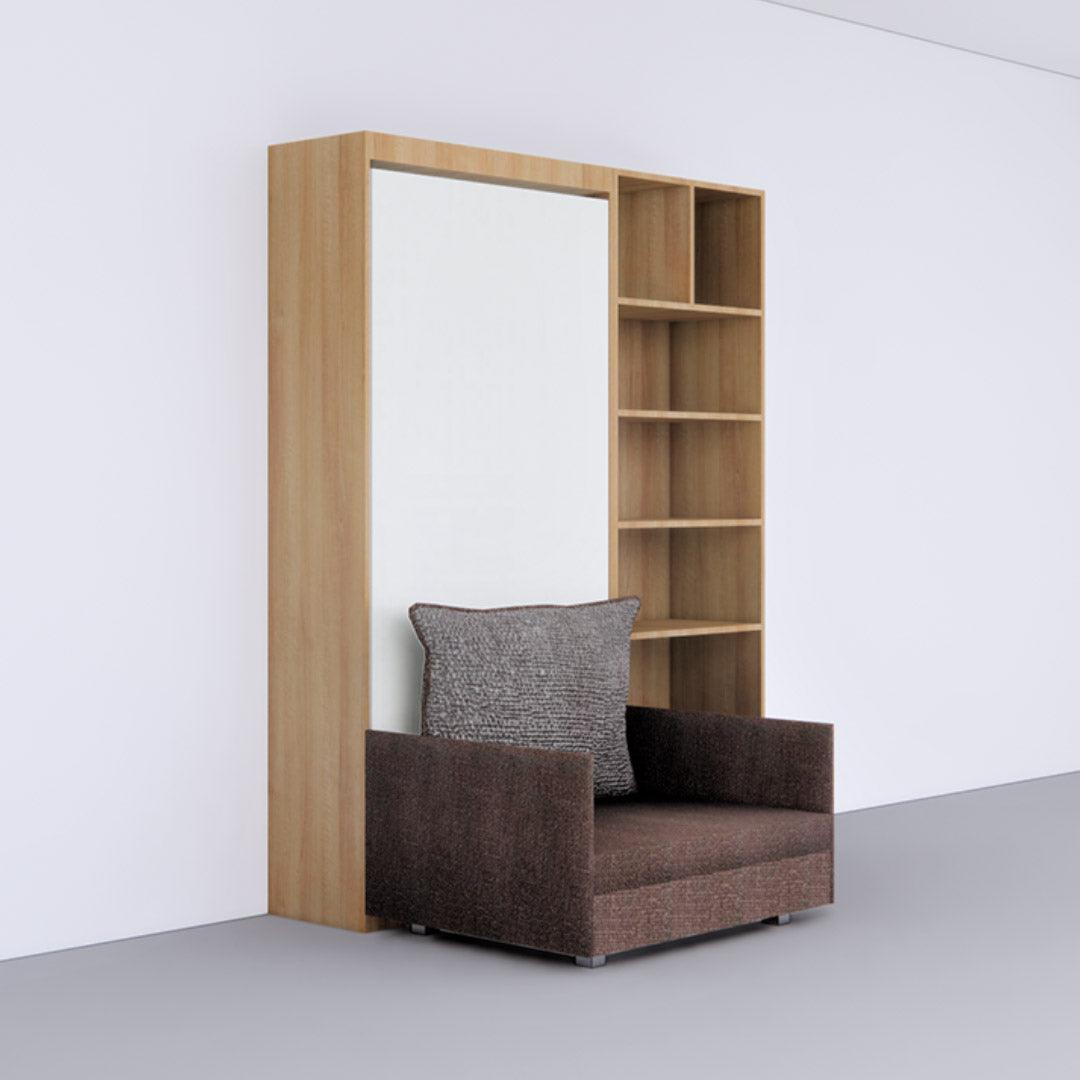 Single Vertical Bed with Sofa & Bookshelf
