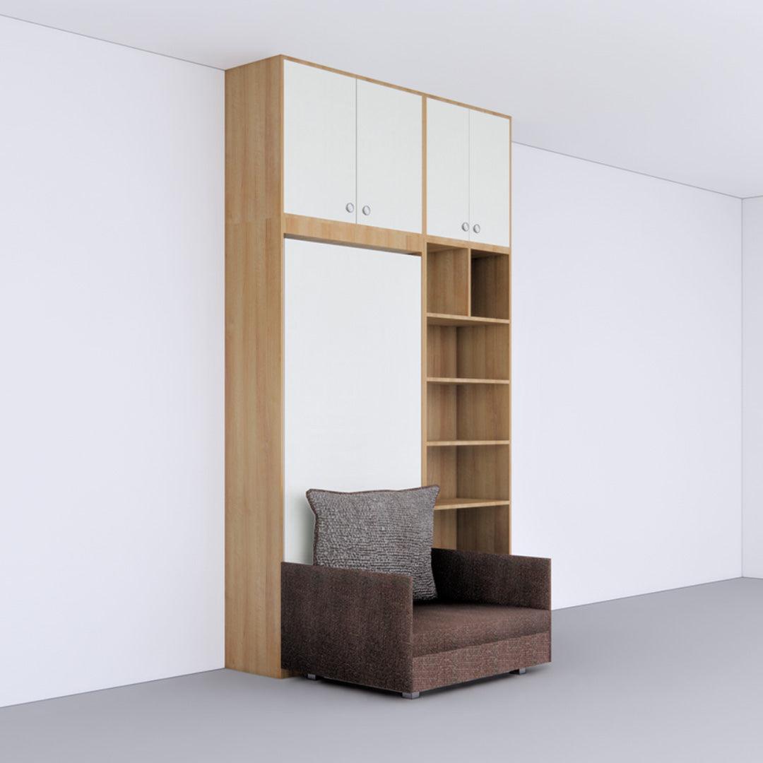 Single Vertical Bed with Sofa , Loft & Bookshelf