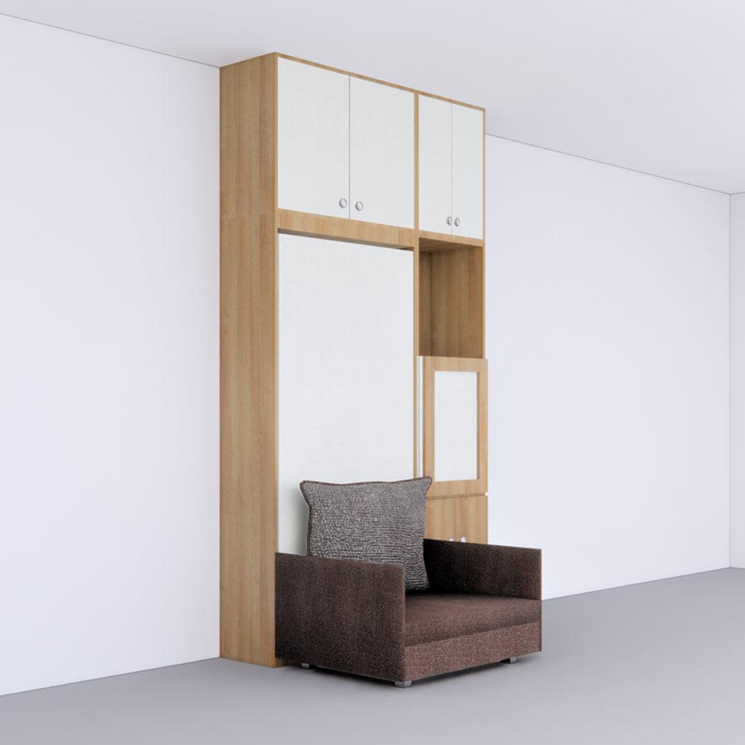 Single Vertical Bed with Sofa , Loft & iTable Medium - InvisibleBed.com