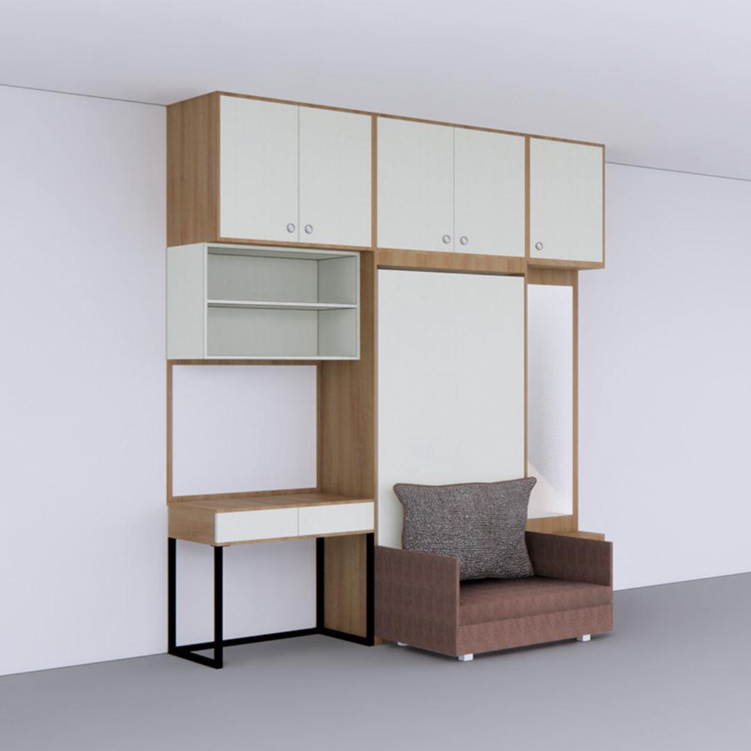 Single Vertical Bed with Sofa Storage, Loft & Dresser - InvisibleBed.com