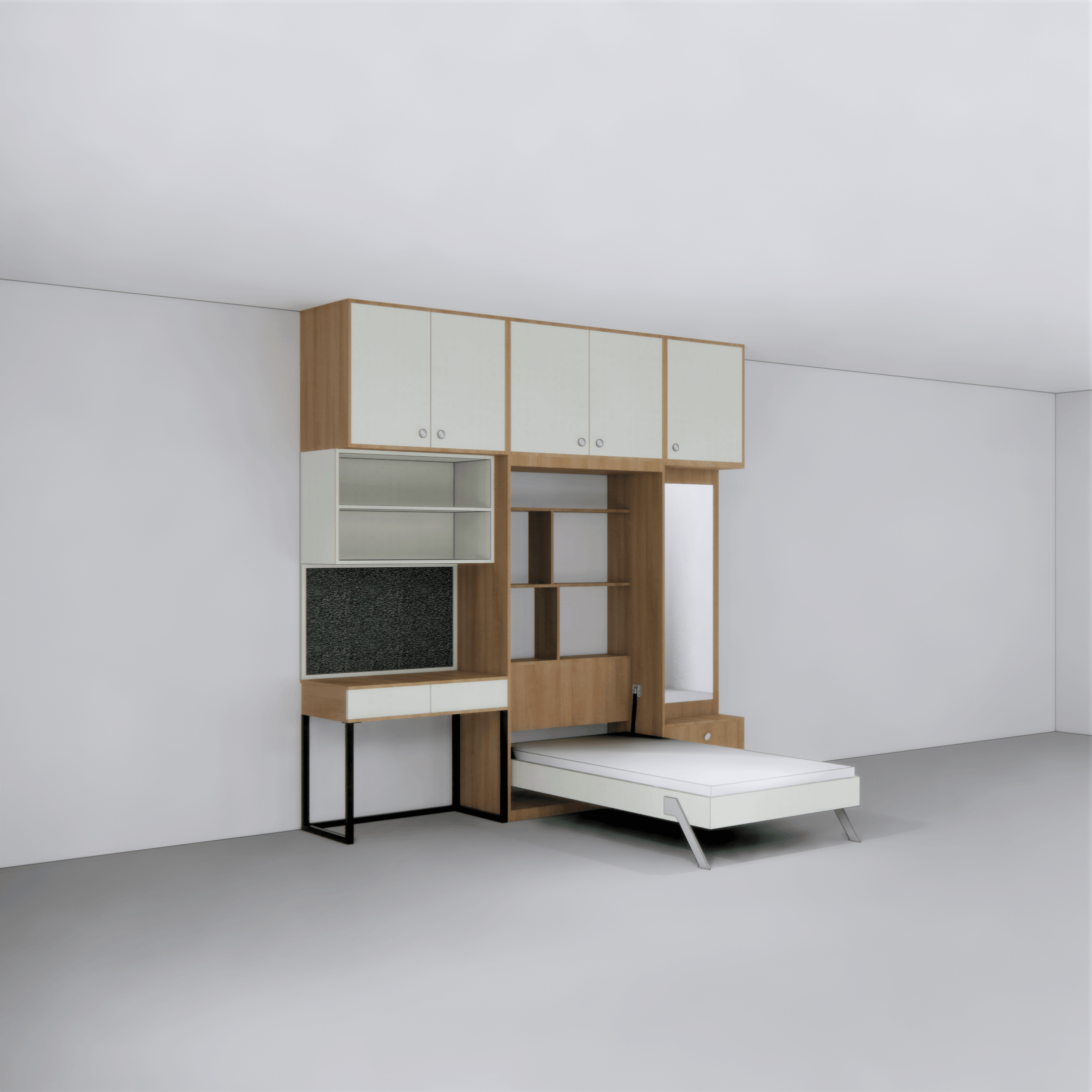 Single Vertical Bed with Storage, Loft & Dresser - InvisibleBed.com