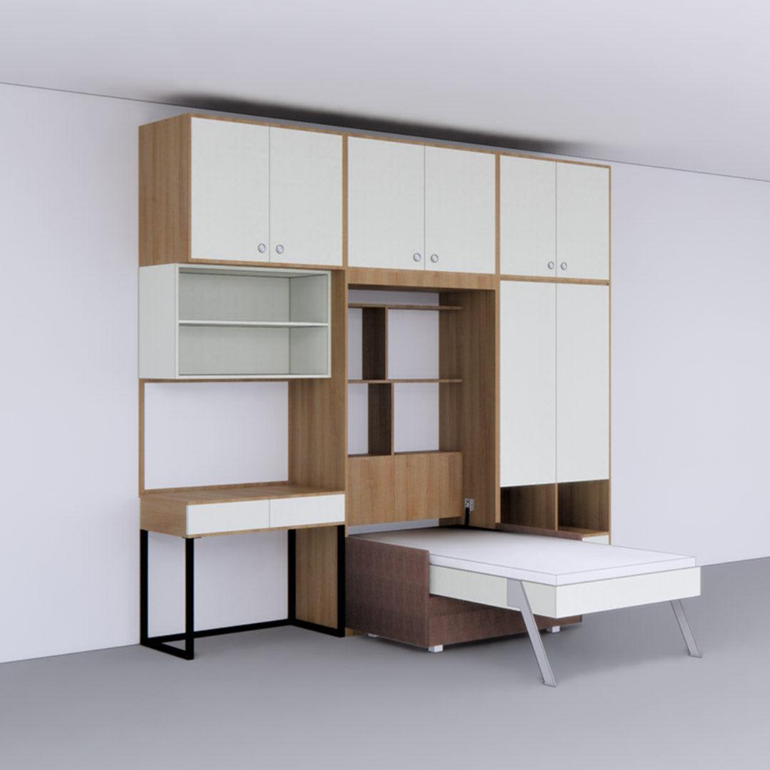 Single Vertical iBed with Sofa Storage, Loft & Wardrobe -2 - InvisibleBed.com
