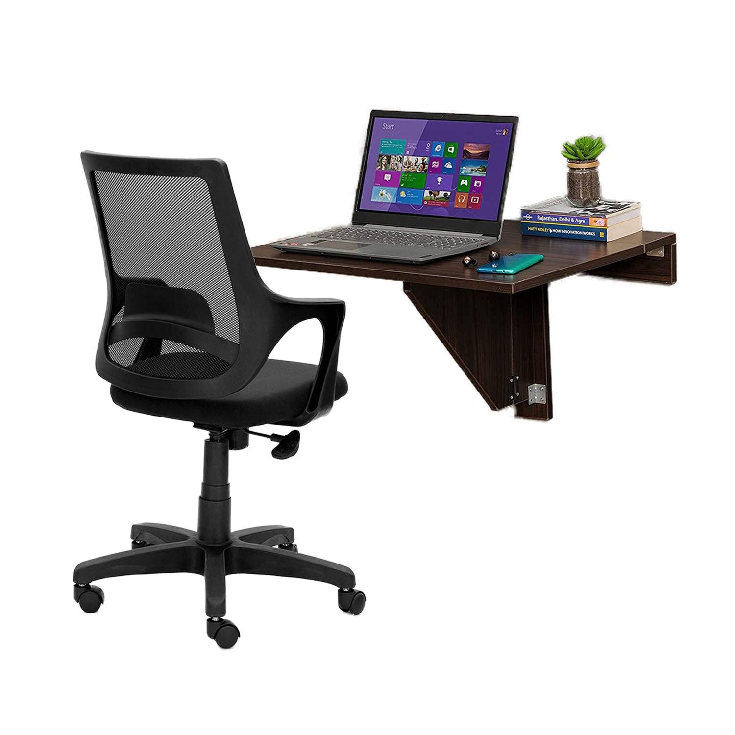 Wall Mounted iDesk with Ledge & Mesh Back Office Chair